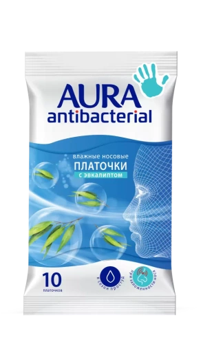 AURA платочки носовые влажные antibacterial pocket-pack 10шт