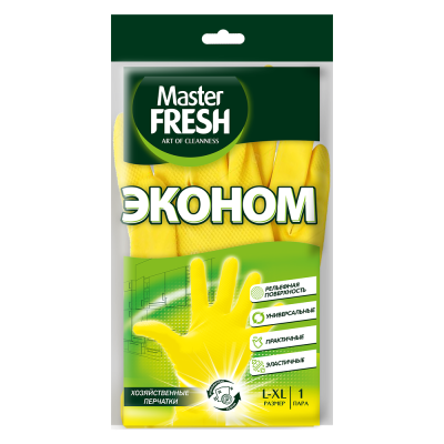 MASTER FRESH ЭКО перчатки хозяйственные латексные с хлопком р.L/XL
