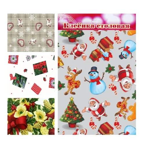 Клеенка NataM столовая прозрачная с рисунком 1.5м 135см в асс