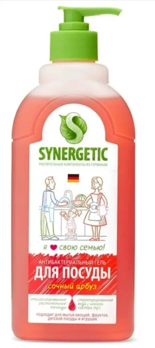 SYNERGETIC гель д/мытья посуды биоразлагаемый арбуз 500мл (14)