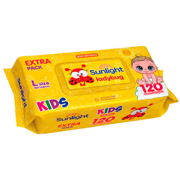 SUNLIGHT свалфетки влажные baby божья коровка 120шт/12