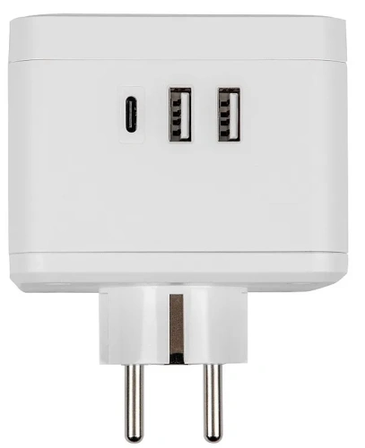 UNIEL разветвитель сетевой с/з 2 гнезда 2USB+1TYPE C 16А 3500Вт S-GES2-16SBUC WHITE