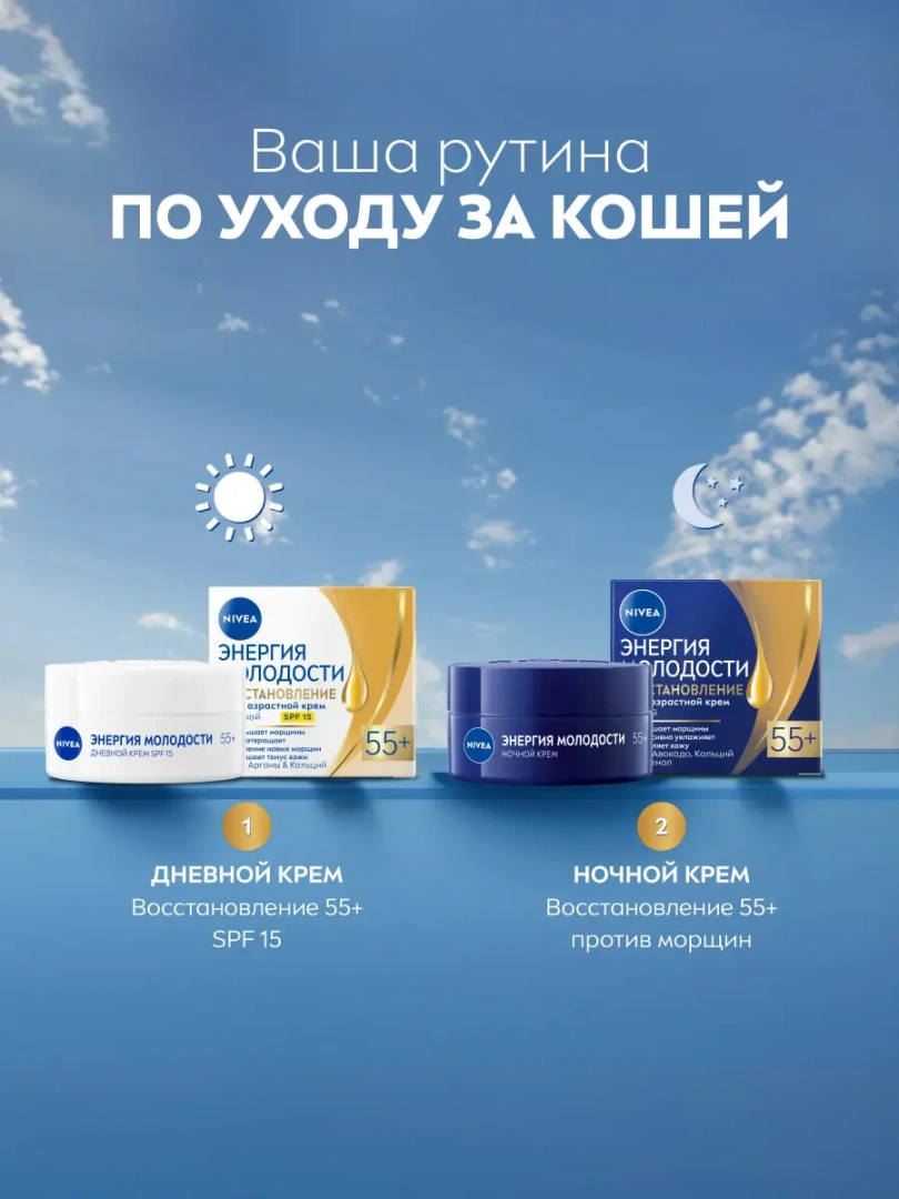 NIVEA-VISAGE крем д/лица ночной энергия молодости 55+ 50мл 81282
