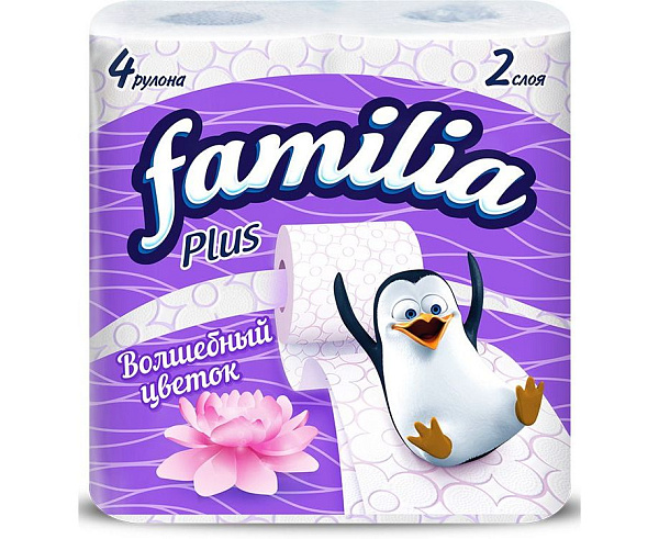FAMILIA Plus бумага туалетная волшебный цветок с рисунком 2сл. 4рулона