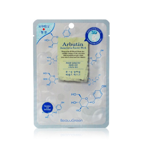 BEAUU GREEN маска д/лица тканевая арбутин 23г
