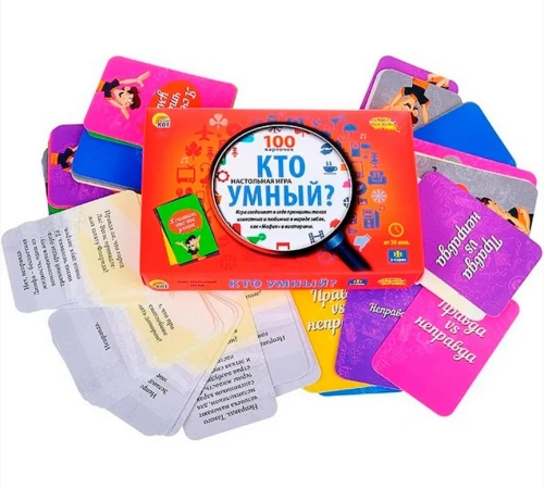 Игра настольная викторина кто умный 100 карточек ИН-6396