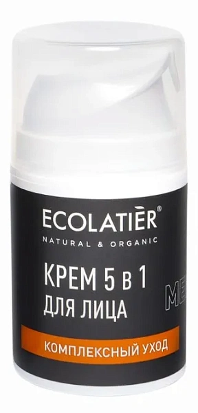 ECOLATIER MEN крем для лица комплексный уход 5 в 1 50мл