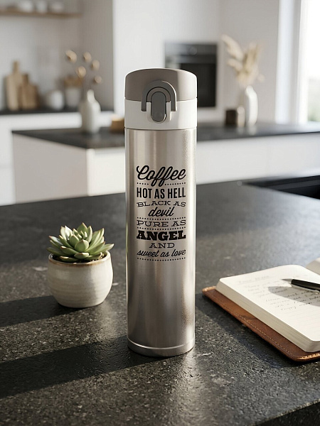 BAROUGE термобутылка из нержавеющей стали travel bottle цв.серебро 350мл BT-