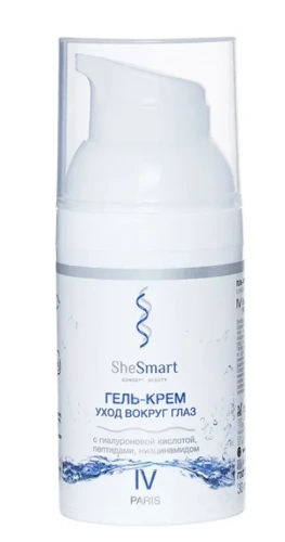 SHESMART гель-крем д/ухода вокруг глаз с гиалуроновой кислотой пептидами ниацинамидом 30мл