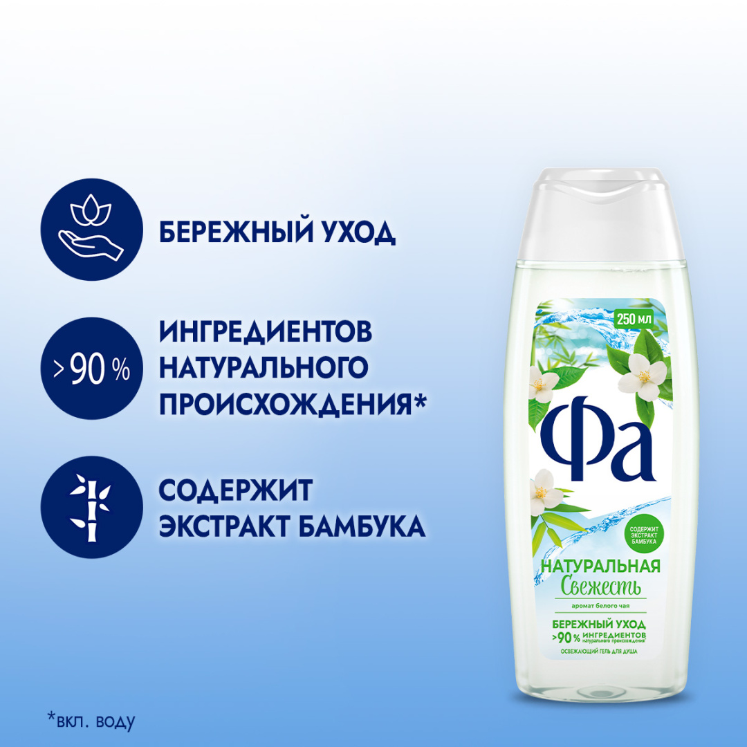 FA гель для душа природная свежесть белый чай и бамбук 250мл