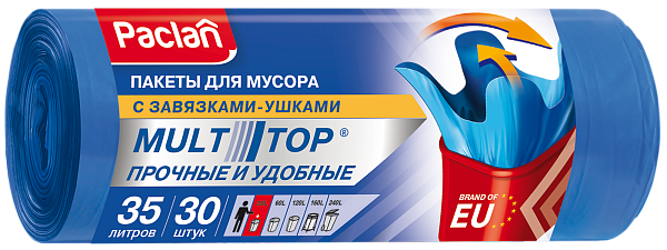 Пакеты д/мусора 35л 30шт с завязками Multi-Top PACLAN