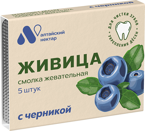 АЛТАЙСКИЙ НЕКТАР смолка жевательная живица с черникой блистер 4г/12