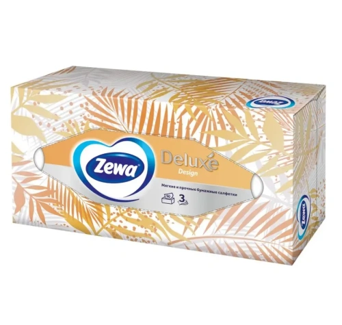 ZEWA Deluxe design салфетки бумажные д/лица 3сл.90шт