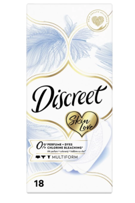 DISCREET прокладки ежедневные skin love multiform 18шт