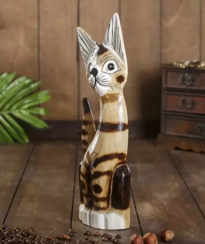 Фигурка из дерева полосатый кот 30см 4165565