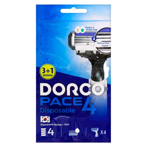 DORCO станок д/бритья одноразовый pace 4 4 лезвия 4шт