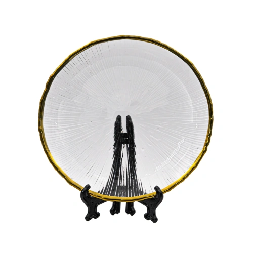 Блюдо стеклянное золотой край 26,8см арт.EA013