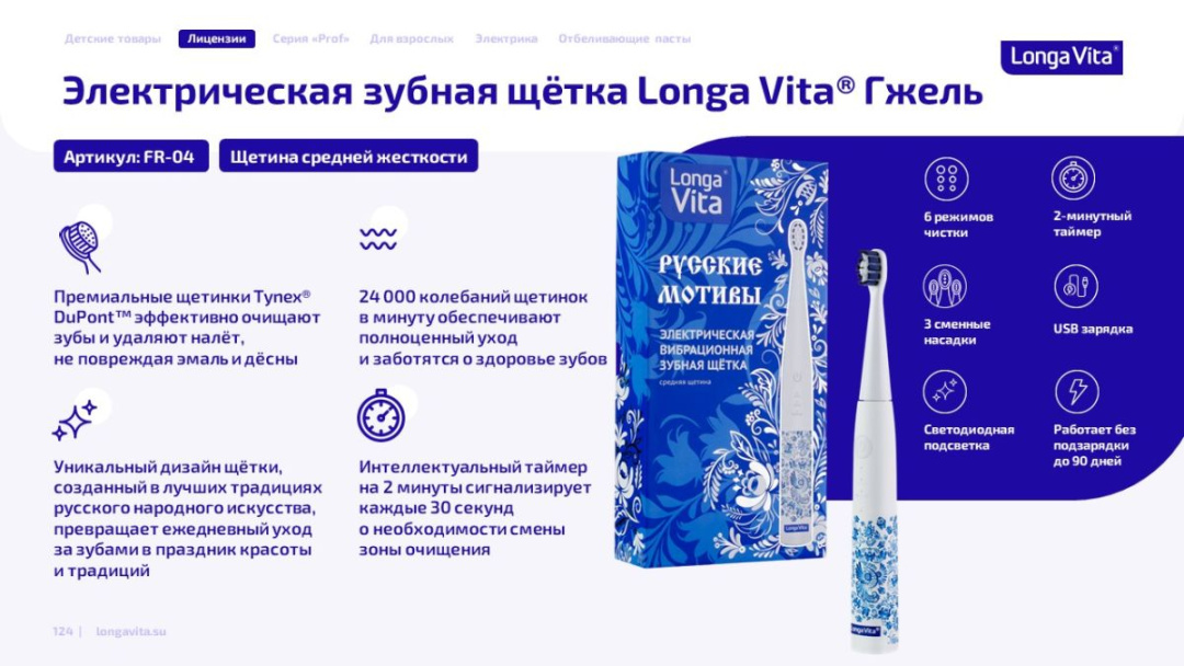 LONGA VITA щетка зубная электрическая FR-04