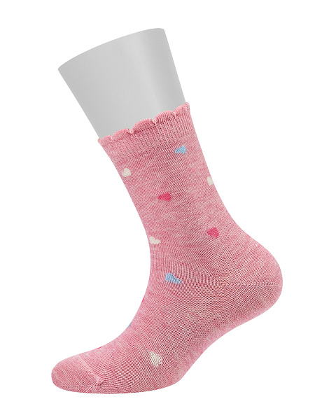 OMSA носки детские 22L30 сердечки с люрексом rosa melange р.31-34
