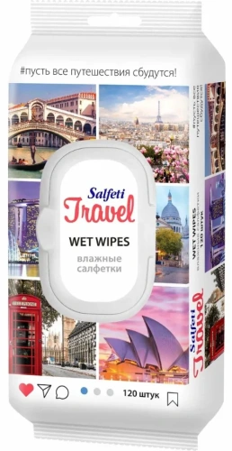 SALFETI салфетки влажные travel mix с пластиковым клапаном 120шт 72726