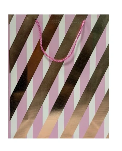 Пакет подарочный голография 26*32*10см Полоска EJ25287