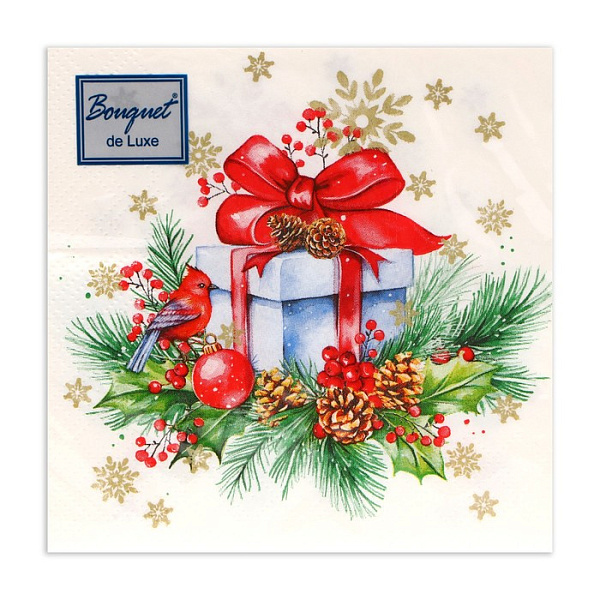 BOUQUET Original de Luxe салфетки столовые нг подарок 3сл 24*24см 25шт