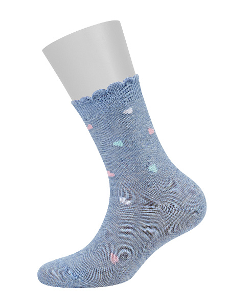 OMSA носки детские 22L30 сердечки с люрексом blu melange р.31-34