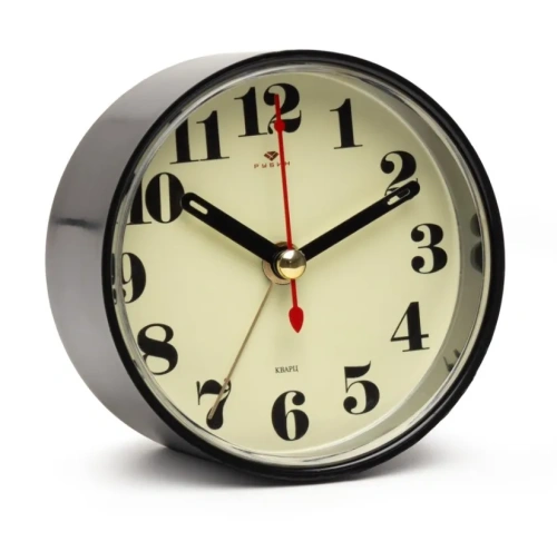 РУБИН будильник кварц цв.черный классика В7-006/40