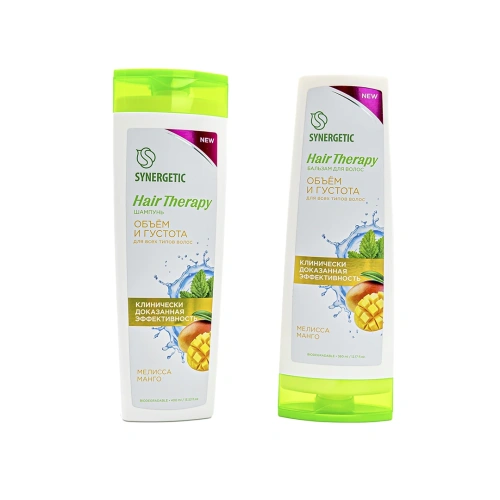 SYNERGETIC набор подарочный женский hair therapy объем и густота волос шампунь, бальзам