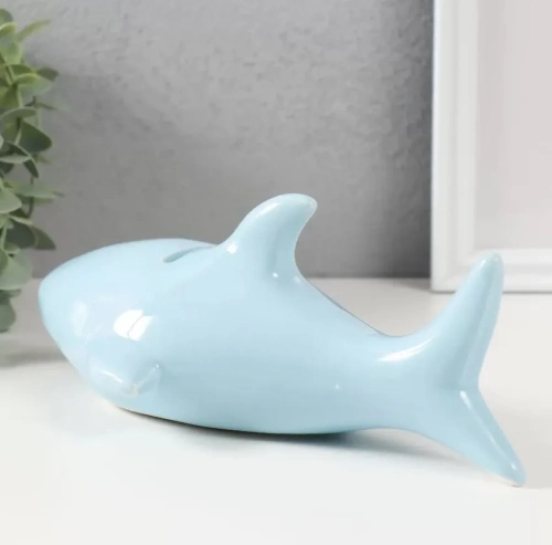 Копилка голубая акула 24,5*12,5*11см 9735381