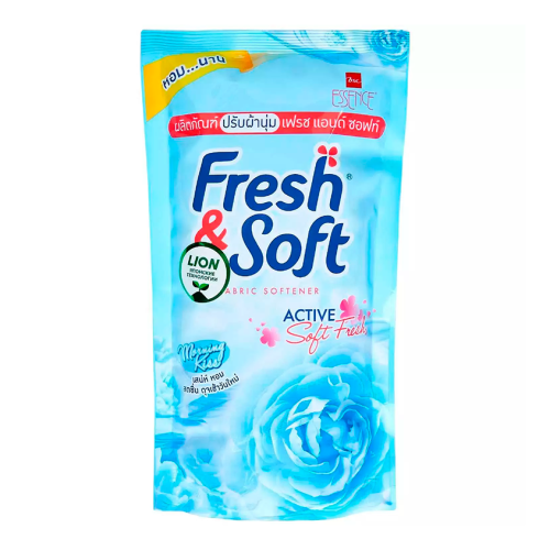 LION кондиционер д/белья essence fresh&soft blue fresh morning kiss мяг.уп. 500мл                  