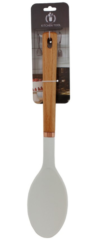 Ложка дерево/силикон цв.белый 34*7*2,5см H7542-23-1