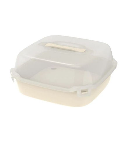 Контейнер д/выпечки с ручкой тортовница слоновая кость 30*30*14см АП773/26