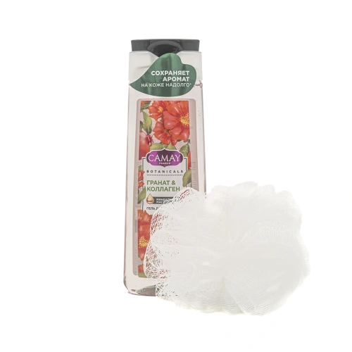 CAMAY набор подарочный цветы граната: гель д/душа, мочалка