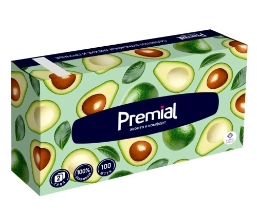 PREMIAL салфетки бумажные белые нон стоп 2сл. 100шт