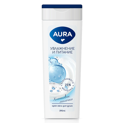 AURA крем-гель д/душа хлопковое молочко 390мл