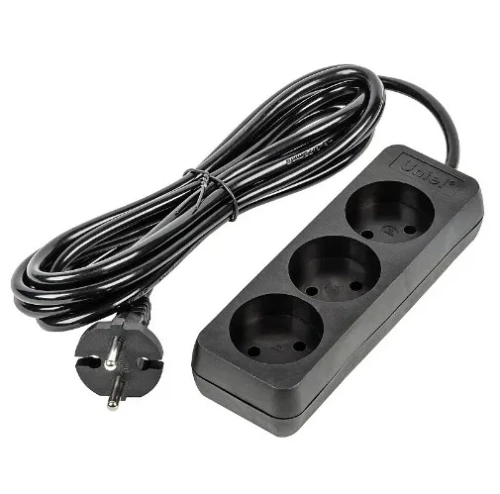UNIEL удлинитель без заземления 10А 3гн. 3м S-CU3-3 BLACK