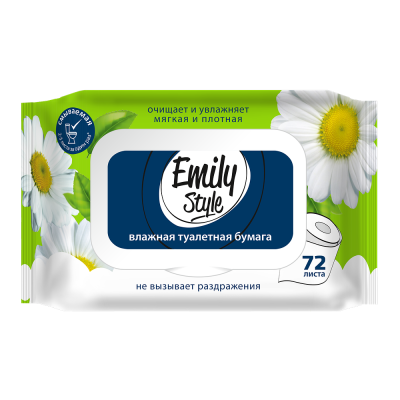 EMILY STYLE бумага туалетная влажная растворяющаяся 72шт уп.с крышкой