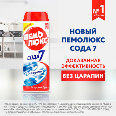 ПЕМОЛЮКС порошок чистящий морской бриз 480г