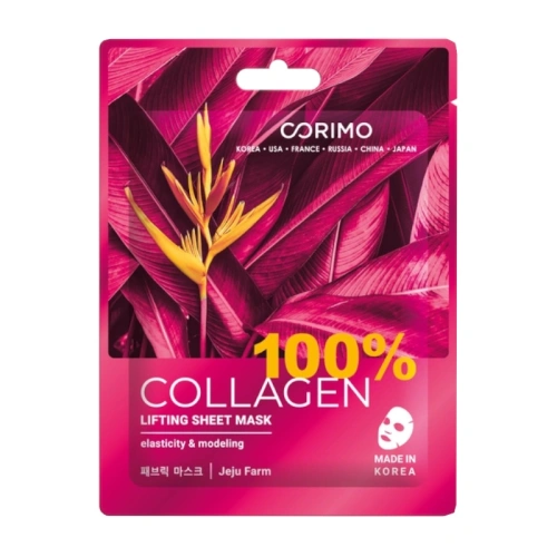 CORIMO маска д/лица тканевая лифтинг 100% collagen 22г