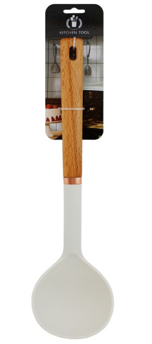 Половник дерево/силикон цв.белый 34*8,5*5см H7542-23-6