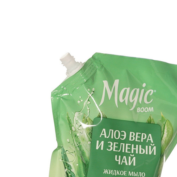 Magic Boom Мыло жидкое Алоэ вера и зелёный чай, дой-пак, 1 л