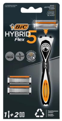 БИК бритва муж. flex 5 hibrid с кассетами сменными 2шт