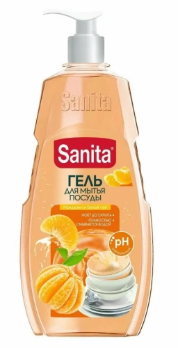 SANITA гель д/мытья посуды мандарин и белый чай 900мл (8)