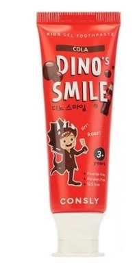 CONSLY паста зубная гелевая детская dino's smile c ксилитом и вкусом колы 60г