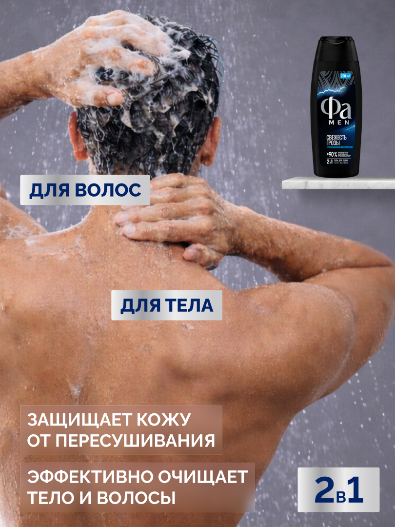 FA MEN гель для душа энергия полинезии свежесть грозы 250мл