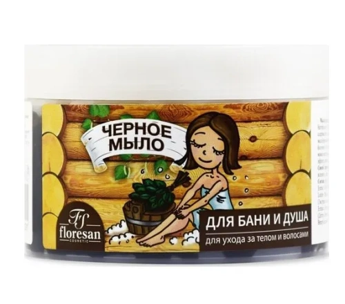 ФЛОРЕСАН мыло густое д/бани и душа д/ухода за телом и волосами черное 450мл Ф37