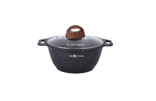 KUKMARA Кастрюля со стеклянной крышкой granit ultra Induction blue 2л