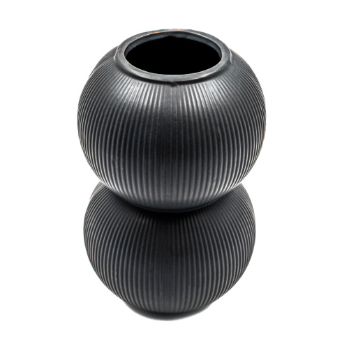 Ваза керамика 25см круглая двойная цв.белый/черный EL231107011