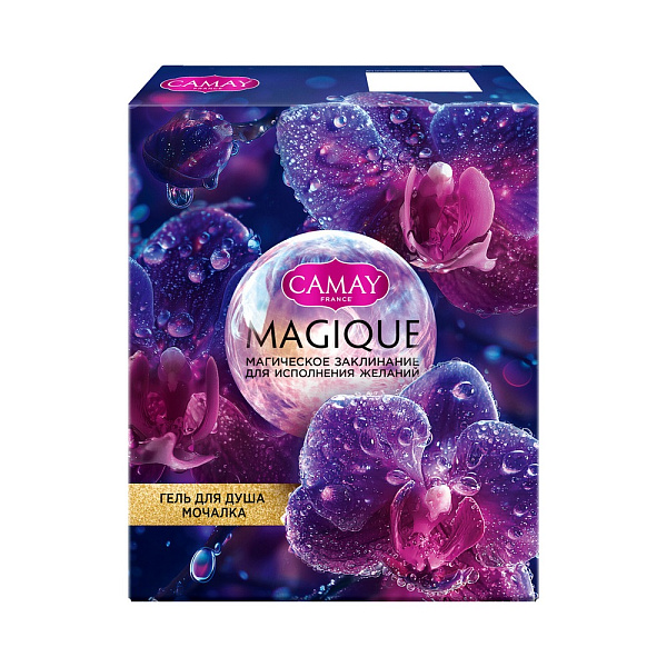 CAMAY Magique набор подарочный: гель д/душа женский и мочалка 250мл